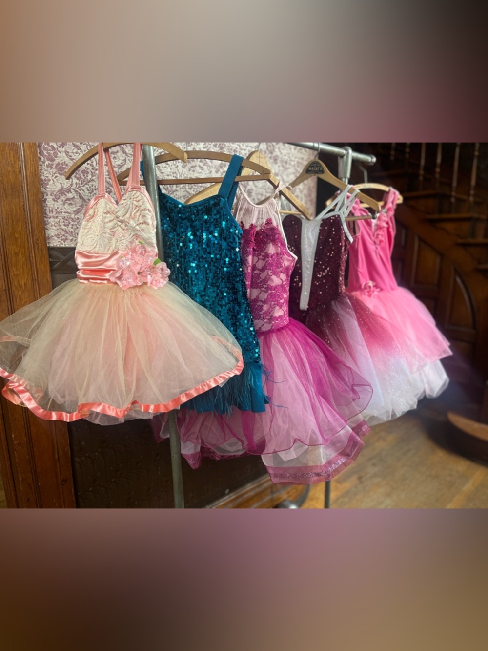 Girls Weissman Pink Purple Teal Sequin Tulle Ballet Dance Costume Dress Lot of 5